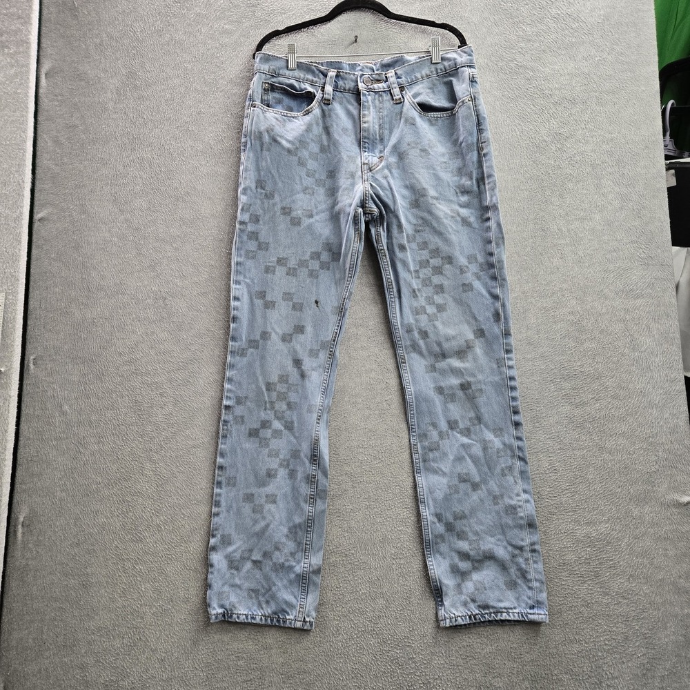 Levi's 511 Men Jeans 34X32 Blue Denim Strong Checker Skater Skateboard READ